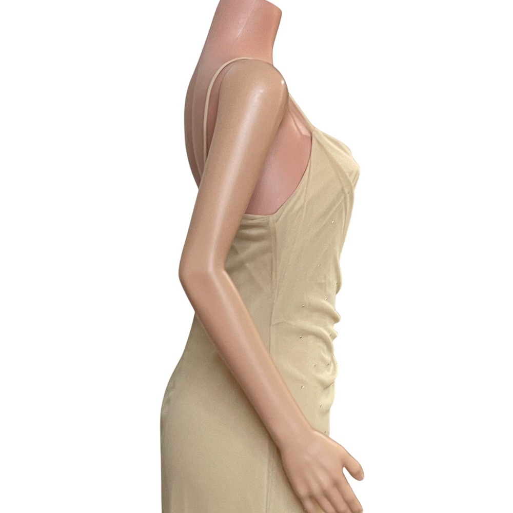 Eureka USA Beige Draped Evening Gown Sz L Y2K Glam Formal Prom Dress, Gala - Picture 13 of 13